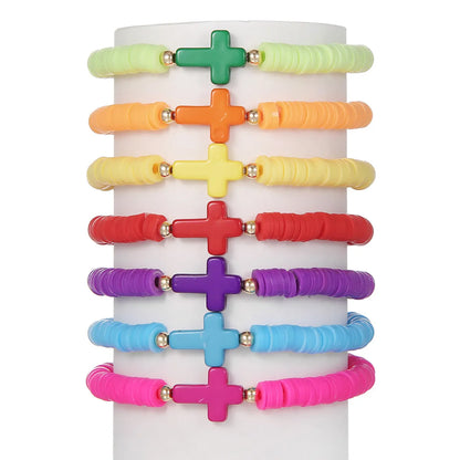 Bohemian Cross Solid Color Soft Clay Wholesale Bracelets