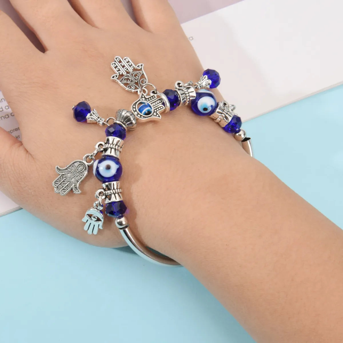 Bohemian Devil's Eye Palm Alloy Glass Plating Women's Bracelets