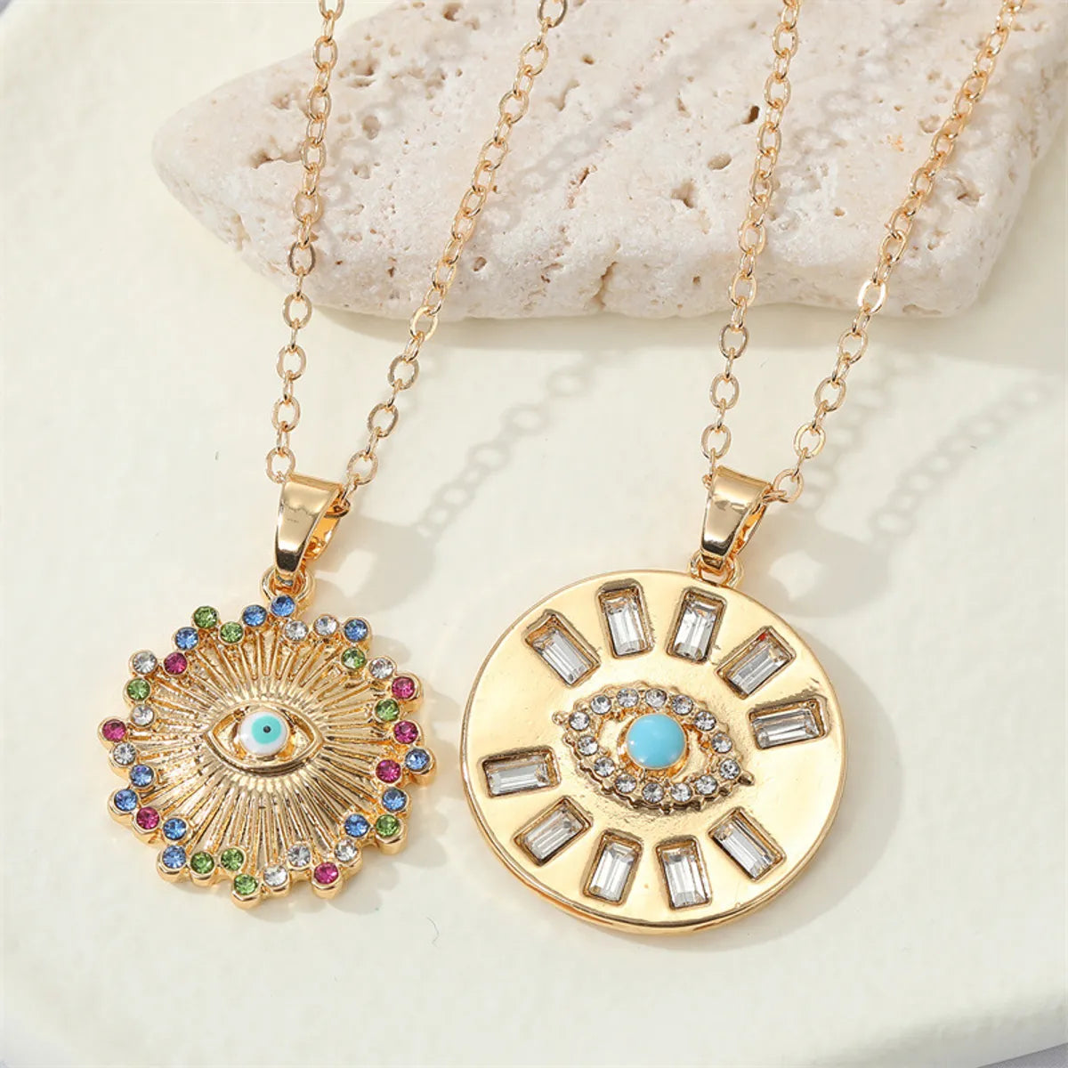 Bohemian Diamond Round Devil's Eye Alloy Necklace