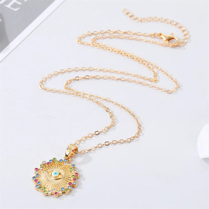 Bohemian Diamond Round Devil's Eye Alloy Necklace