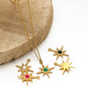 Bohemian Eightpointed Star Natural Stone Pendant Jewelry Gold Plated Stainless Steel