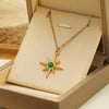 Bohemian Eightpointed Star Natural Stone Pendant Jewelry Gold Plated Stainless Steel