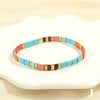 Bohemian Elastic Bracelet With Geometric Beads And Hand Painted Treatment Mixed Material