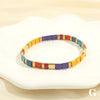 Bohemian Elastic Bracelet With Geometric Beads And Hand Painted Treatment Mixed Material