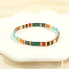 Bohemian Elastic Bracelet With Geometric Beads And Hand Painted Treatment Mixed Material