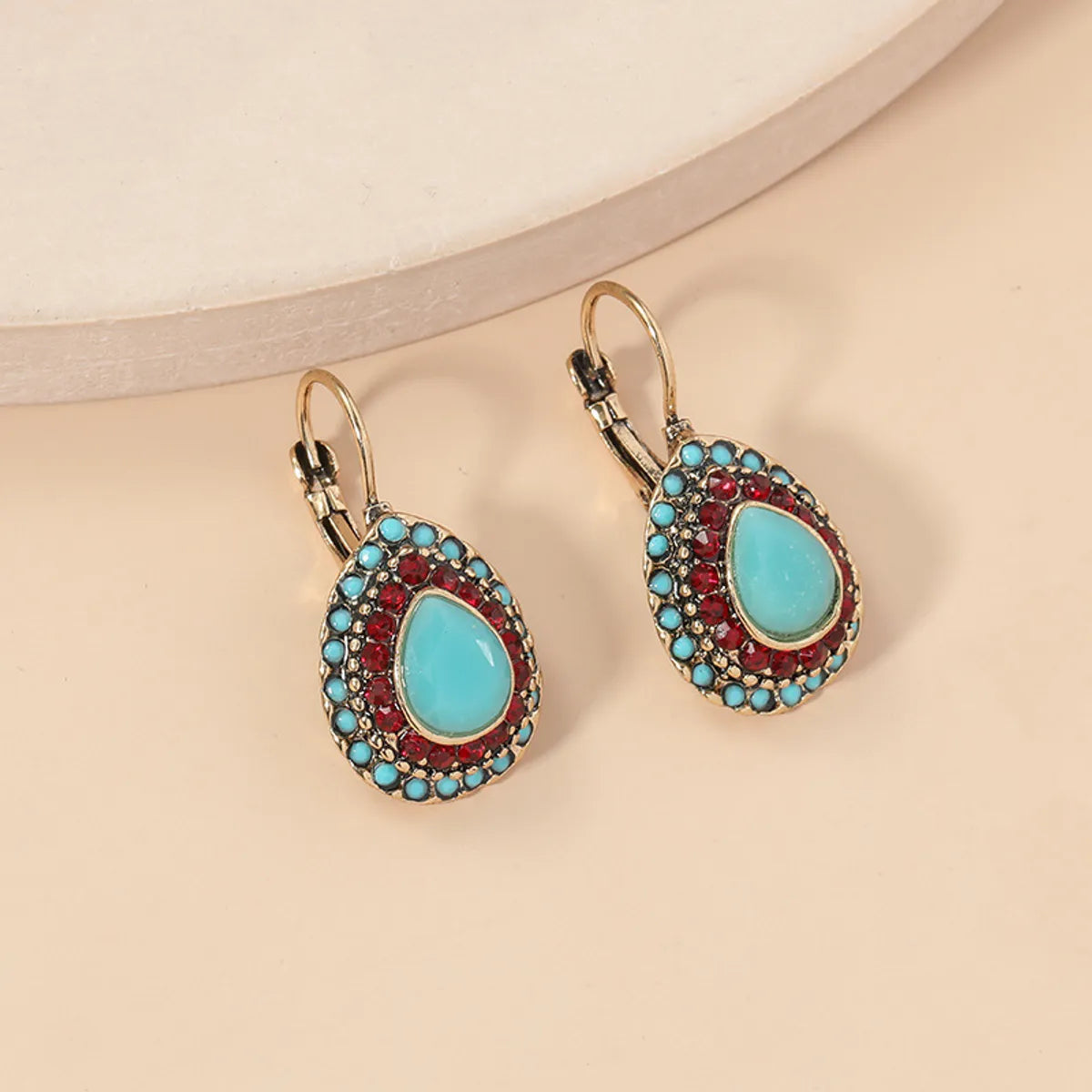 Bohemian Ethnic Style Water Drop Rhinestone Pendant Earrings