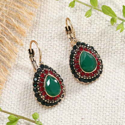 Bohemian Ethnic Style Water Drop Rhinestone Pendant Earrings