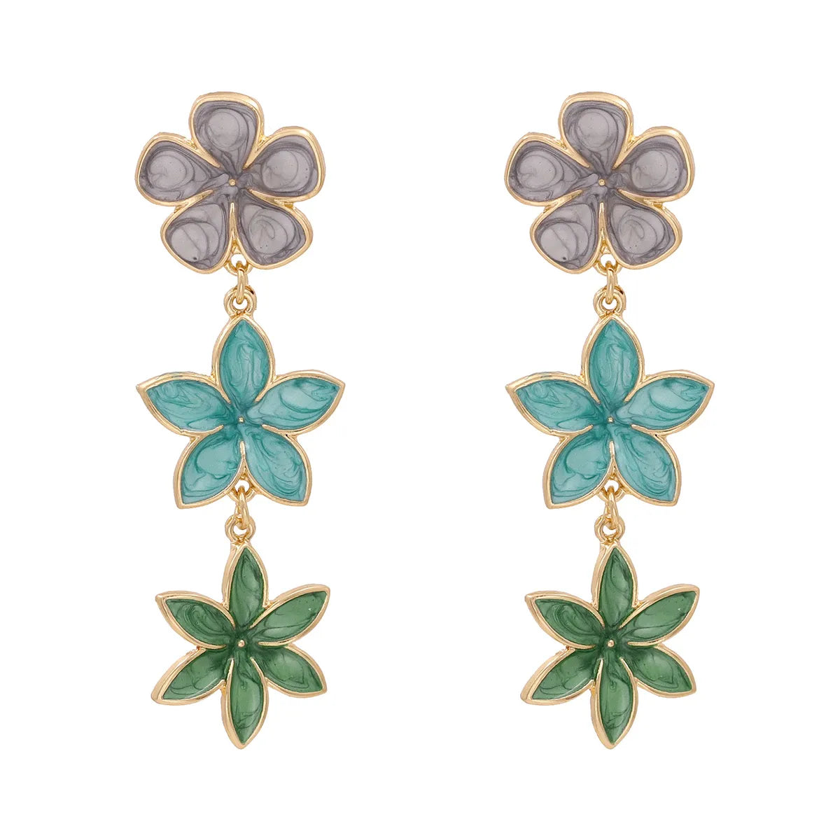 Bohemian Ethnic Wind Color Flower Earrings Alloy Dripping Ear Jewelry Flower Drop Oil Earrings Wholesale