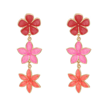 Bohemian Ethnic Wind Color Flower Earrings Alloy Dripping Ear Jewelry Flower Drop Oil Earrings Wholesale