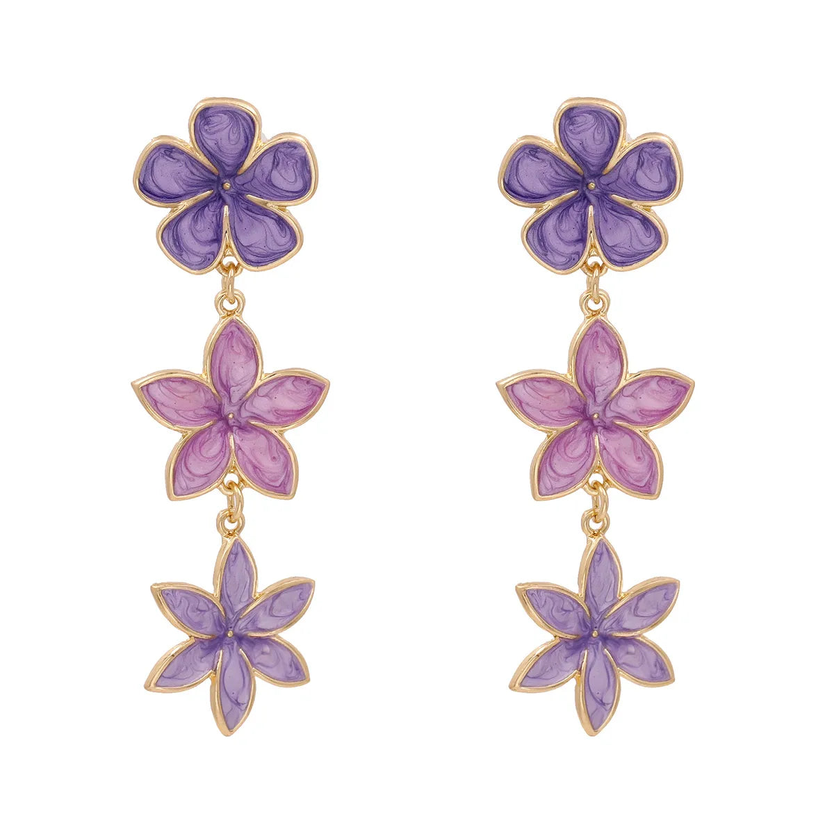 Bohemian Ethnic Wind Color Flower Earrings Alloy Dripping Ear Jewelry Flower Drop Oil Earrings Wholesale Nihaojewelry