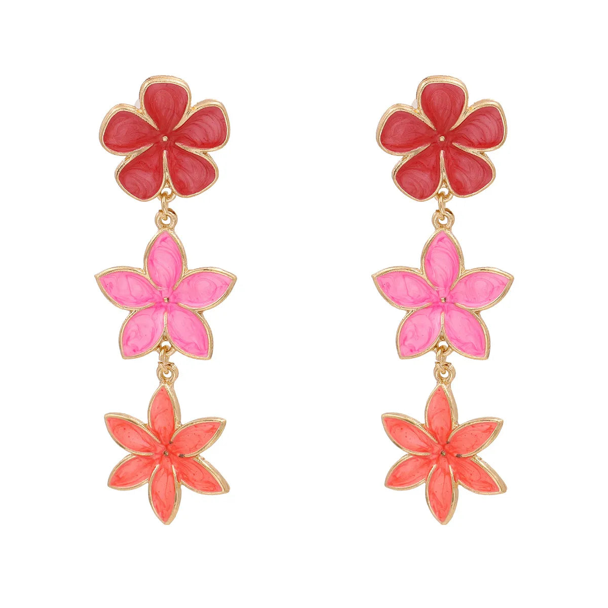 Bohemian Ethnic Wind Color Flower Earrings Alloy Dripping Ear Jewelry Flower Drop Oil Earrings Wholesale