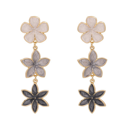 Bohemian Ethnic Wind Color Flower Earrings Alloy Dripping Ear Jewelry Flower Drop Oil Earrings Wholesale