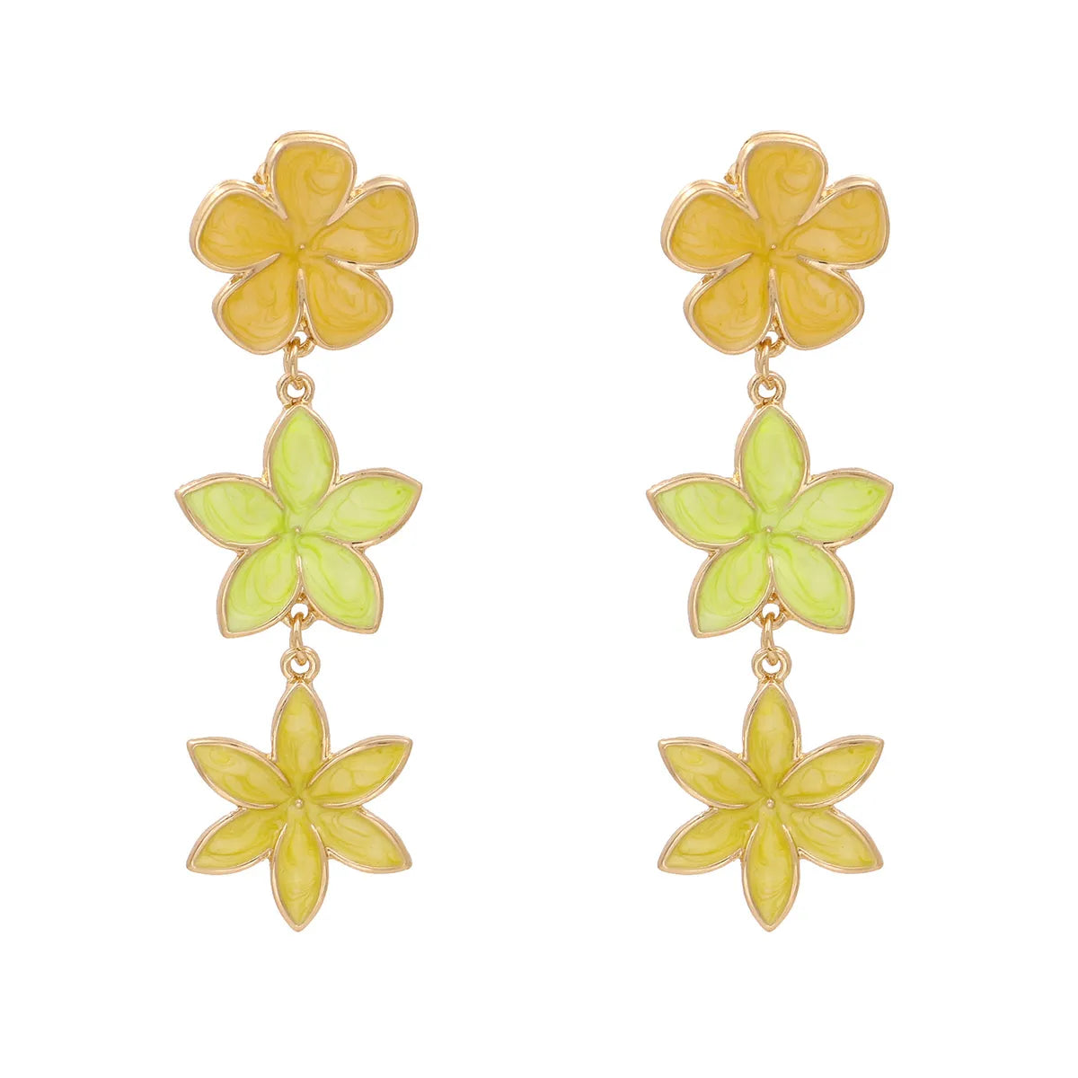 Bohemian Ethnic Wind Color Flower Earrings Alloy Dripping Ear Jewelry Flower Drop Oil Earrings Wholesale