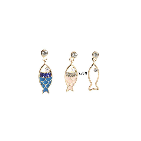 Bohemian Fashion Hollow Small Fish Marine Element Earrings 3 Piece Set Alloy Electroplating