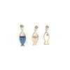 Bohemian Fashion Hollow Small Fish Marine Element Earrings 3 Piece Set Alloy Electroplating