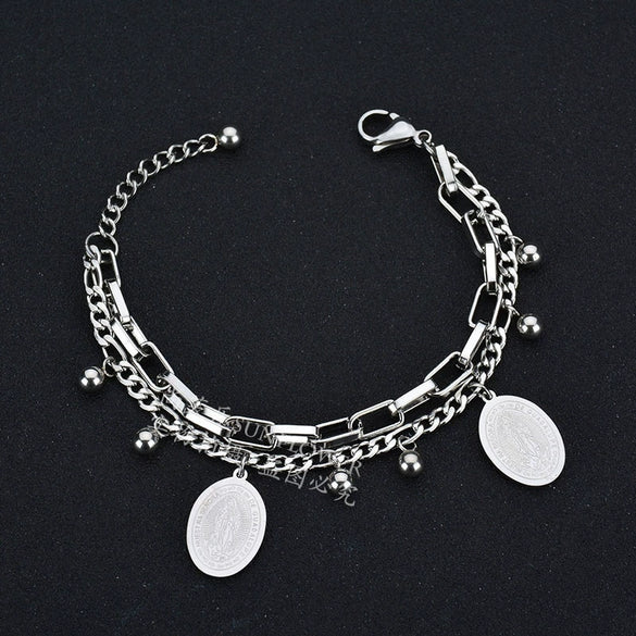 Bohemian Fashion Multilayer Stainless Steel Bracelet Love Round Beads Ladies Bracelet New