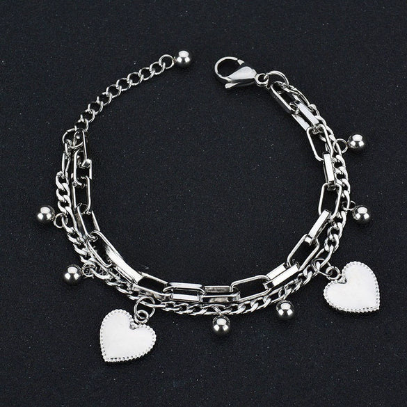 Bohemian Fashion Multilayer Stainless Steel Bracelet Love Round Beads Ladies Bracelet New