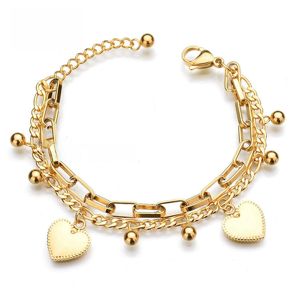 Bohemian Fashion Multilayer Stainless Steel Bracelet Love Round Beads Ladies Bracelet New