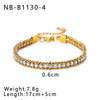 Bohemian Fashion Stainless Steel 18K Gold Plated Bracelet With Color Diamond Geometric Design Vacuum Plated In Furnace For Women