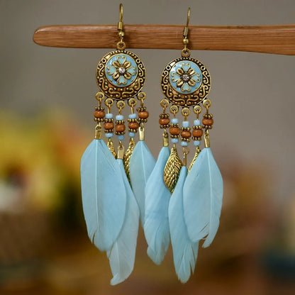 Bohemian Feather Alloy Plating Women's Drop Earrings