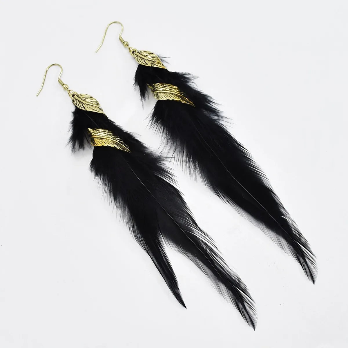 Bohemian Feather Alloy Plating Women'S Drop Earrings