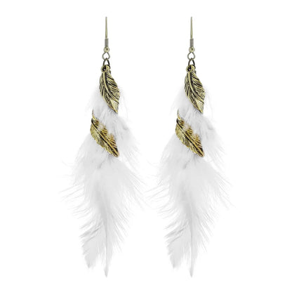 Bohemian Feather Alloy Plating Women'S Drop Earrings