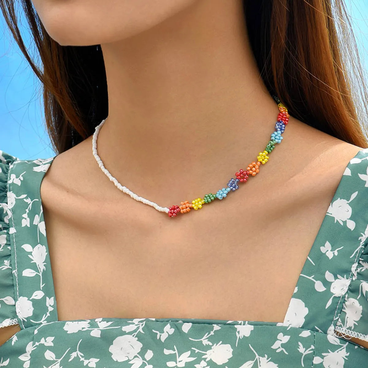 Bohemian Flower Alloy Seed Bead Plating Women's Choker