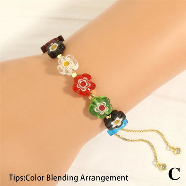 Bohemian Flower Glass Beaded Plating 18k Gold Plated Women's Bracelets