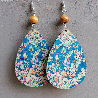 Bohemian Flower Wood Women's Drop Earrings