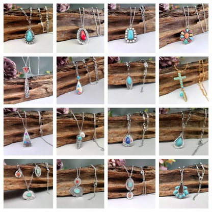 Wholesale Jewelry Bohemian Geometric Alloy Metal Plating Pendant Necklace