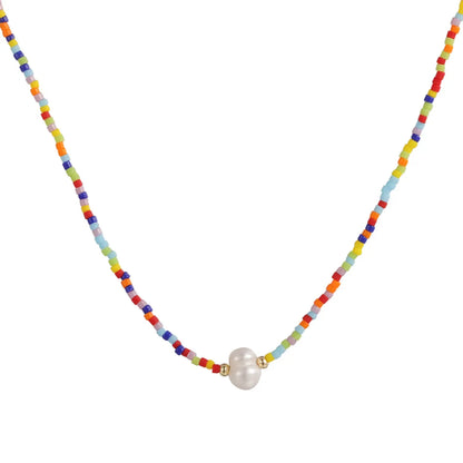 Bohemian Geometric Beaded Freshwater Pearl Women's Necklace