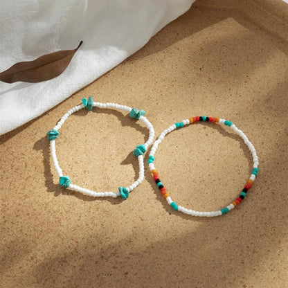 Bohemian Geometric Beaded Turquoise Women's Anklet