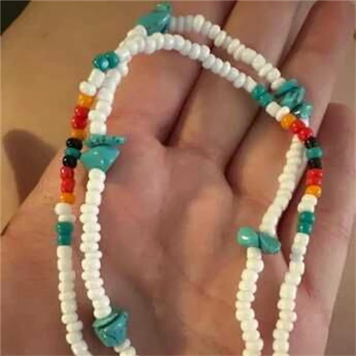 Bohemian Geometric Beaded Turquoise Women's Anklet