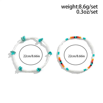 Bohemian Geometric Beaded Turquoise Women's Anklet