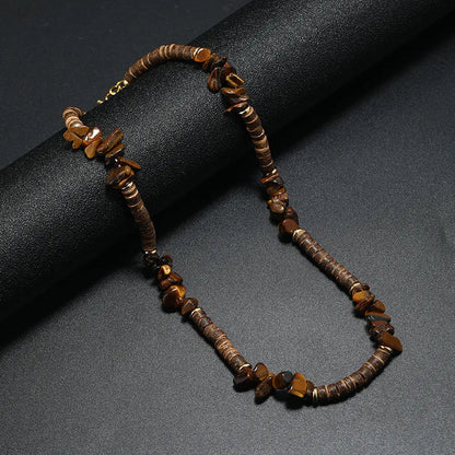 Bohemian Geometric Coconut Shell Glass Gravel Beaded Men'S Necklace