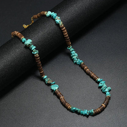 Bohemian Geometric Coconut Shell Glass Gravel Beaded Men'S Necklace