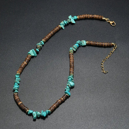 Bohemian Geometric Coconut Shell Glass Gravel Beaded Men'S Necklace