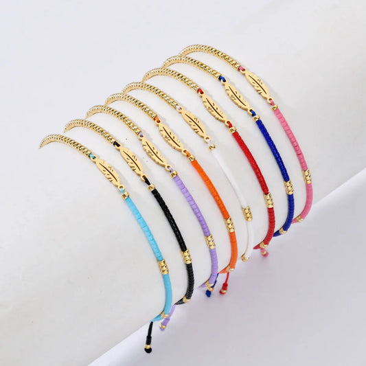 Bohemian Geometric Glass Seed Bead Wholesale Drawstring Bracelets