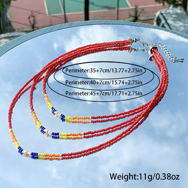 Bohemian Geometric Glass Wholesale Three Layer Necklace