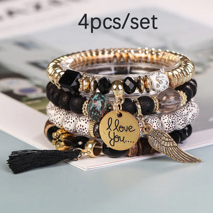 Bohemian Geometric Letter Wings Arylic Glass Women's Bracelets