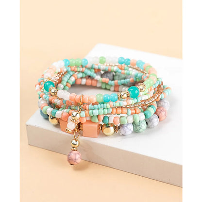 Bohemian Geometric Mixed Materials Beaded Artificial Pearls Shell Bracelets