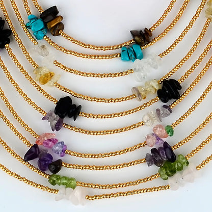 Bohemian Geometric Natural Stone Seed Bead Necklace In Bulk