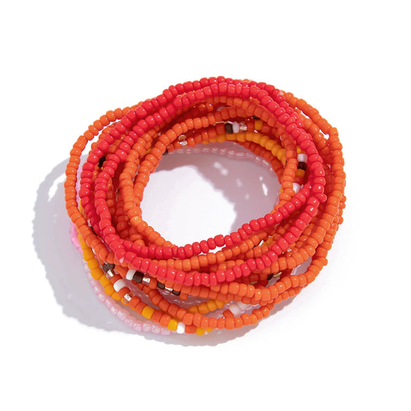 Bohemian Geometric Rice Beads Electroplated Women's Beaded Bracelet Set