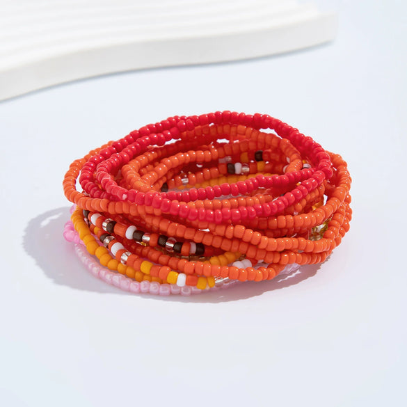 Bohemian Geometric Rice Beads Electroplated Women's Beaded Bracelet Set