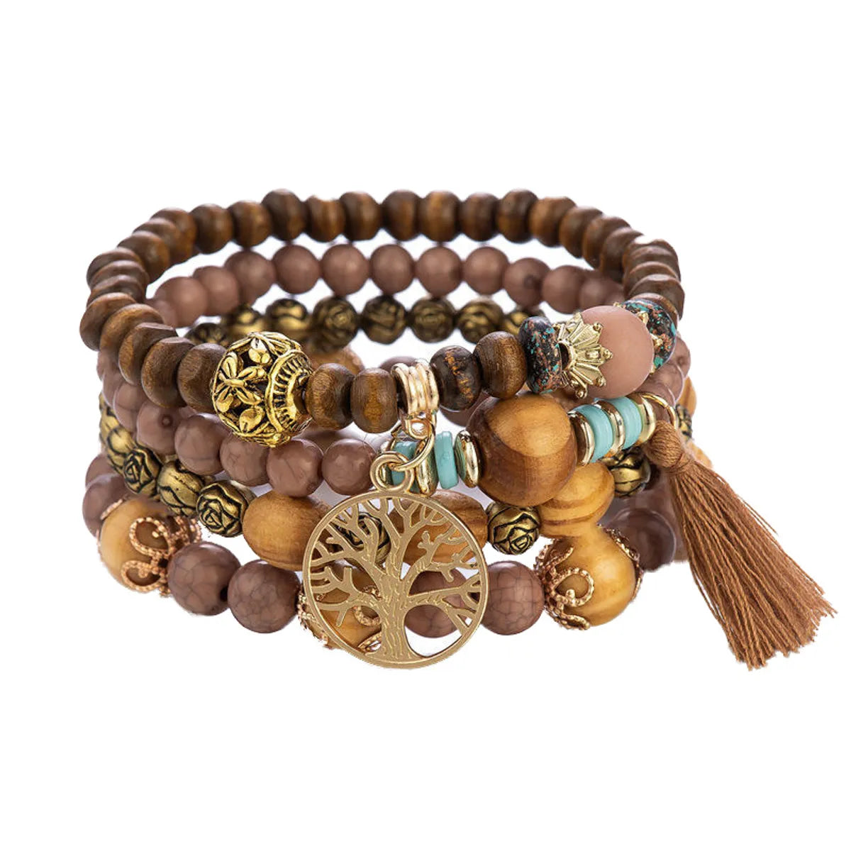 Bohemian Geometric Tree Wood Beaded Women's Bracelets