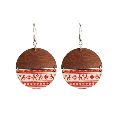 Bohemian Geometric Wood Christmas Women'S Drop Earrings