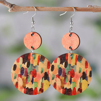 Bohemian Geometric Wood Printing Women's Drop Earrings