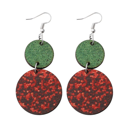 Bohemian Geometric Wood Printing Women's Drop Earrings