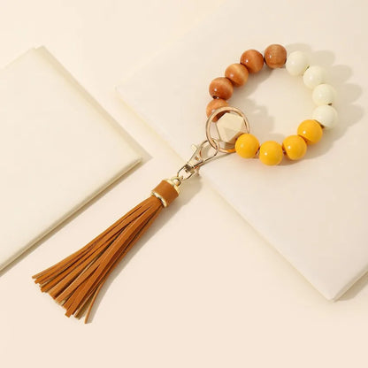 Bohemian Geometric Wood Women'S Bag Pendant Keychain