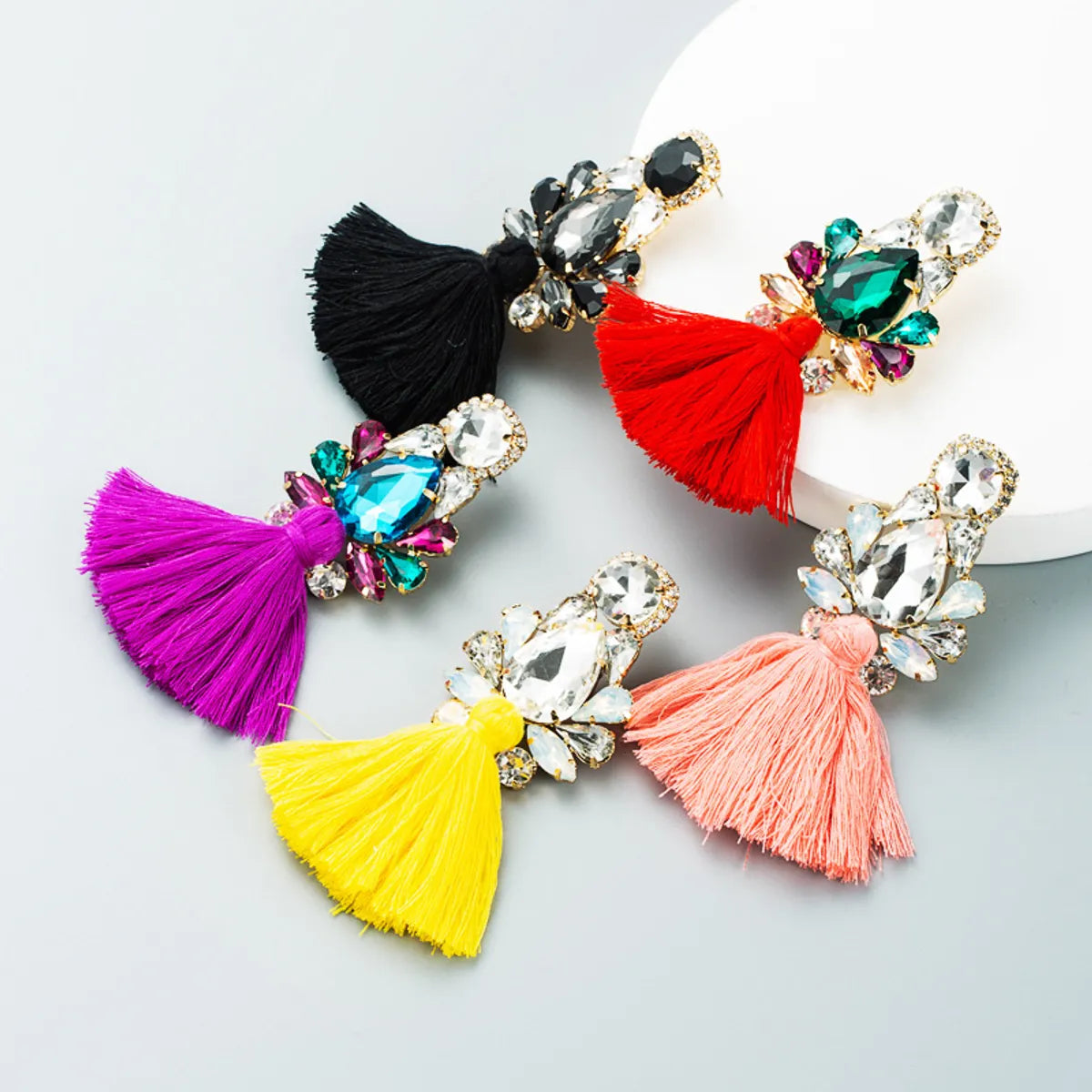 Bohemian Glass Diamond Tassel Earrings Wholesale Gooddiy